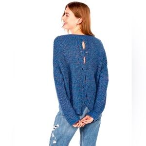 Express | Women's Heathered Blue Crew Neck Sweater